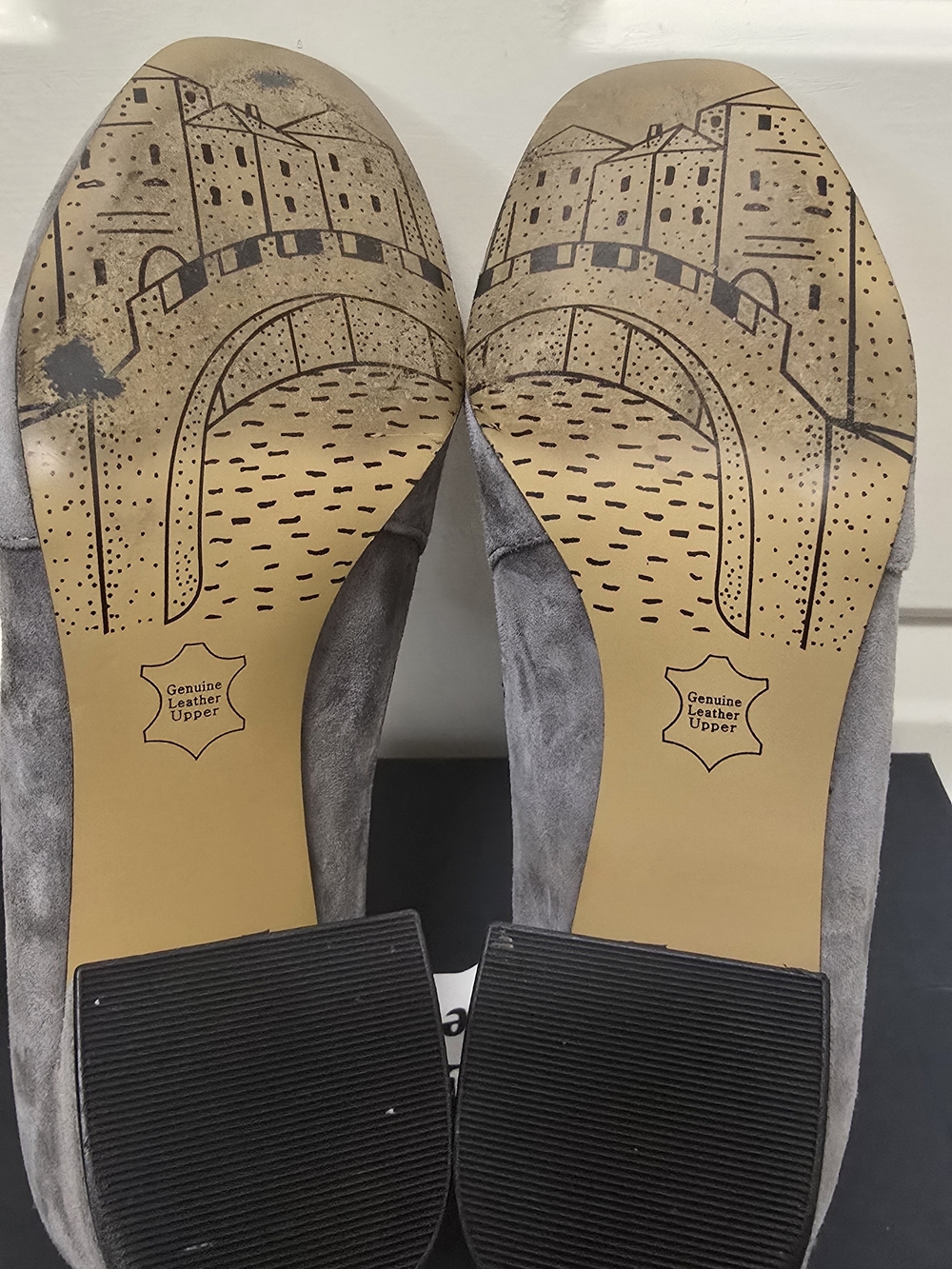 Bella-Vita Grey Suede Chain Loafers Heels Size 8.5 - Picture 10 of 14
